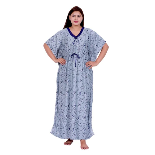 Ladies Satin Print Kaftan Nighty