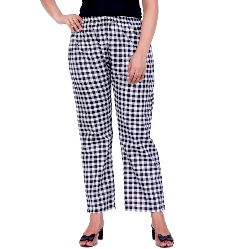 Black And White Cotton Lower Pajama