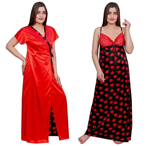 Ladies 2 piece Robe Set Satin Nightgown