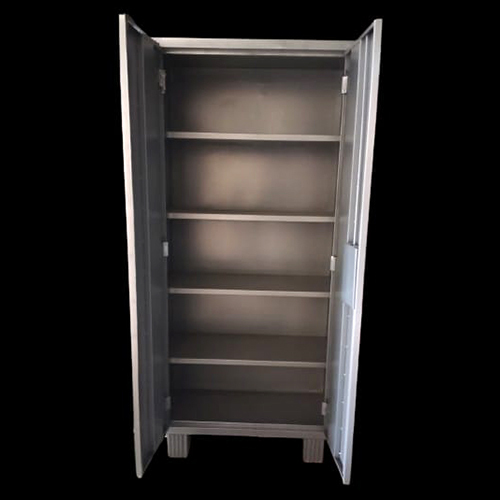 Silver Grey Metal Steel Office 4 Shelve Cabinet