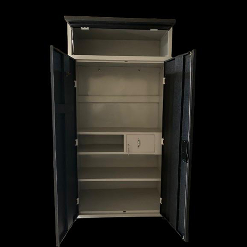 Brown 2 Door Drassing Steel Almirah Alwin Lock With Schocker Box