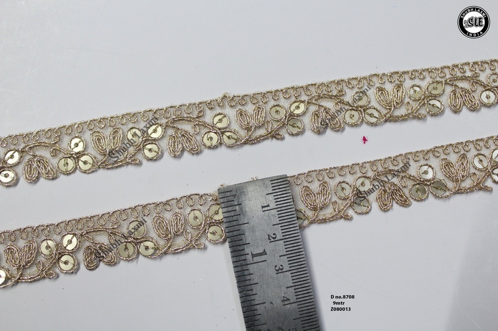 Golden Embroidery & Sequence Lace
