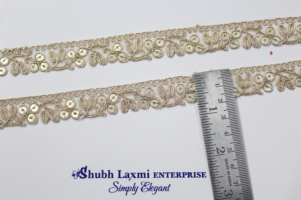 Golden Embroidery & Sequence Lace