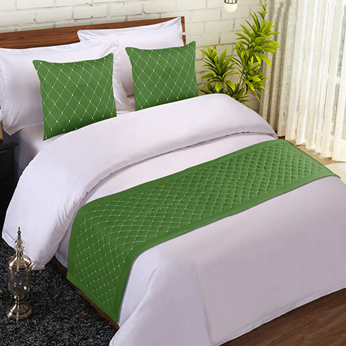 Quilted Synthetic Bed Runner - Color: White & Pink