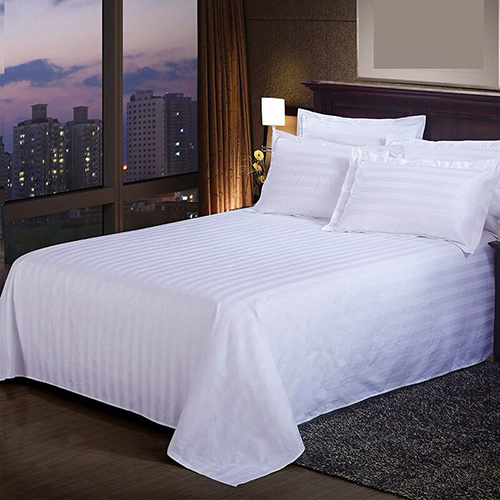 Satin Stripes Hotel Bedsheet - Color: White + 20 More Colours