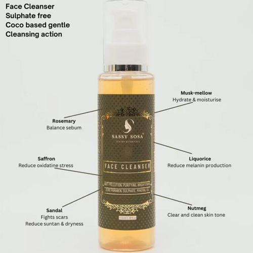 Sulfate Free Face Cleanser Gel - 100% Herbal Light Amber Gel Cleanser With Skin Brightening Function For Adults (18+)