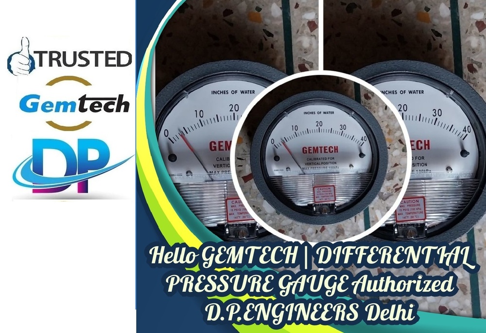 GEMTECH - DIFFERENTIAL PRESSURE GAUGE 100% Original