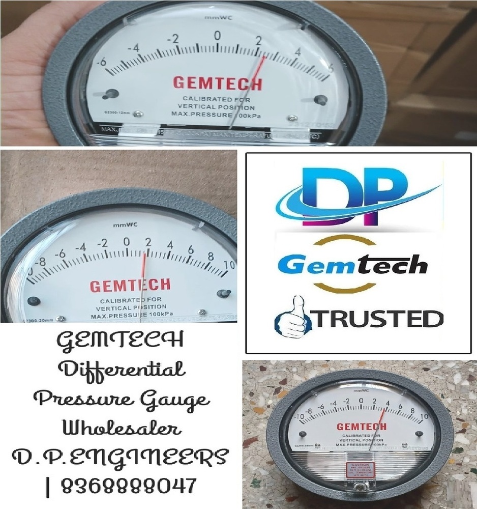 GEMTECH - DIFFERENTIAL PRESSURE GAUGE 100% Original