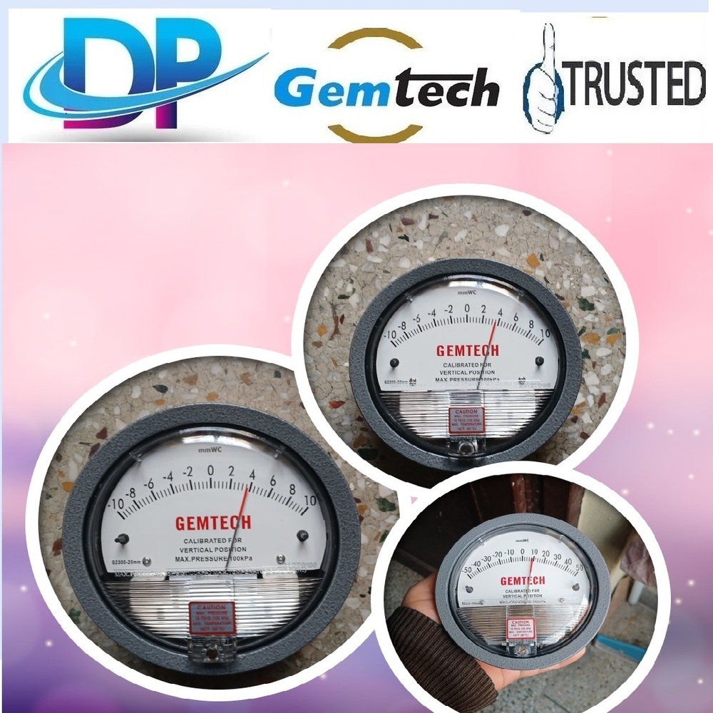 GEMTECH - DIFFERENTIAL PRESSURE GAUGE 100% Original