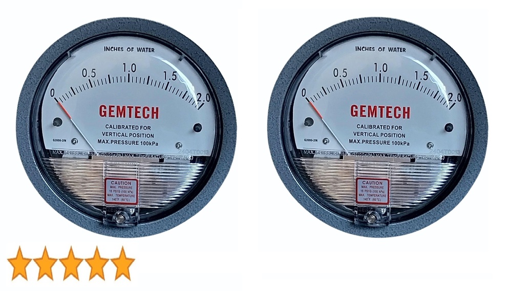 Gemtech Differential Pressure Gauges 5 Star Company - Accuracy: 2% (-Ha Model 1) Of Fs (3% (-Ha 1.5%) On -0