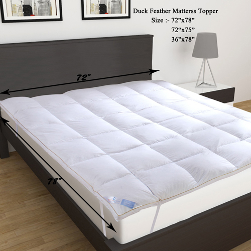 Duck Feather Mattress Topper - Color: As Per Requirement