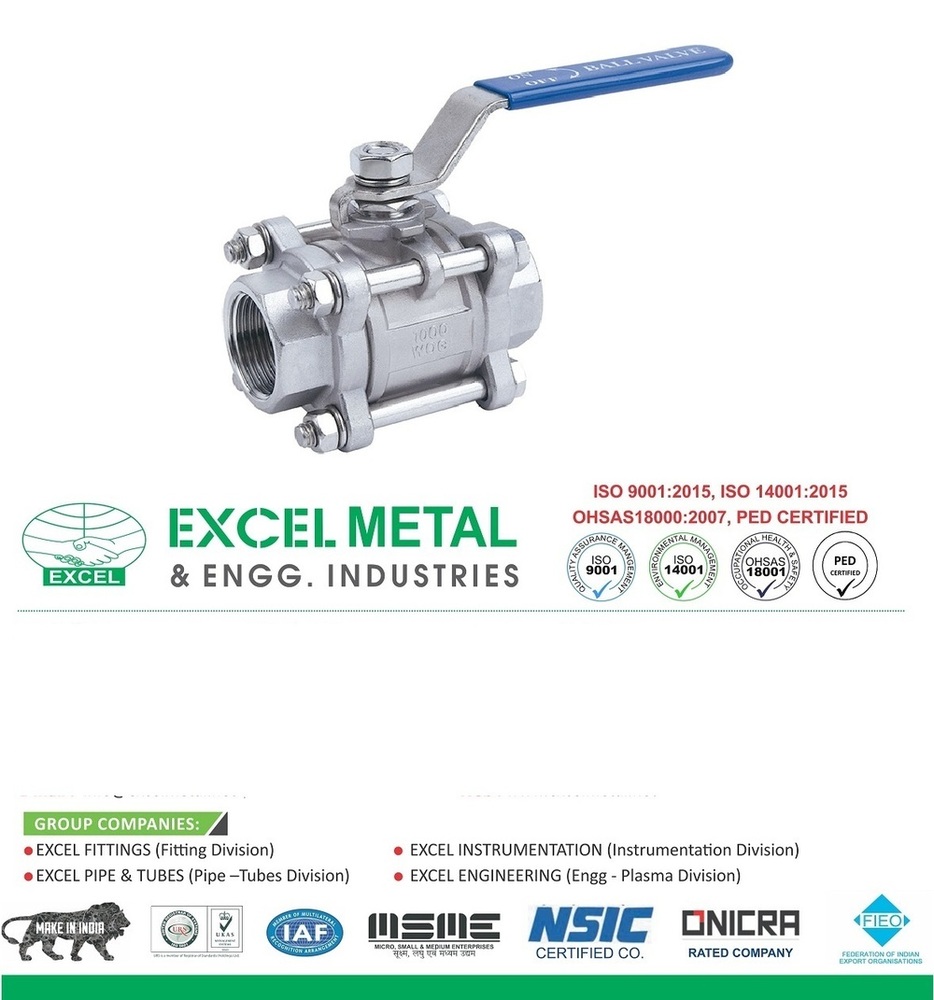 Three Piece Screwed End Ball Valve