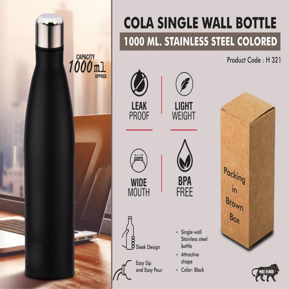 Stainless Steel Drinking Water Bottle - Color: All Colour Available