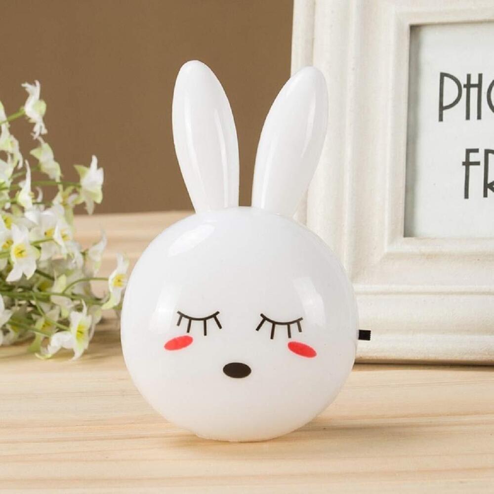 Plug In Rabbit Night Lamp - Non-toxic Abs Material | Intelligent Light Sensor, Soft Glow For Kids' Room, Automatic On/off Function
