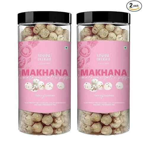 Vishnu Delight Organic Roasted Makhana Snack Packs, 2 x 90g