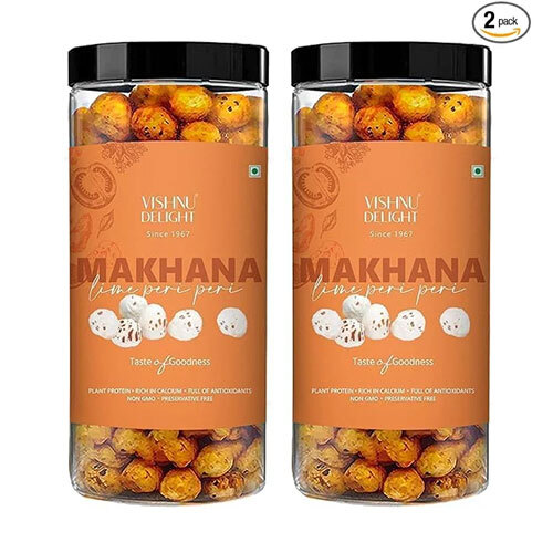 Vishnu Delight Roasted Fiery Peri-Peri Organic Makhana Jar, 90g