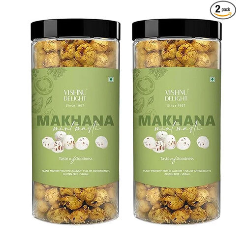 Vishnu Delight Roasted Organic Makhana, Mint Masti Flavor, 2 Packs of 90g
