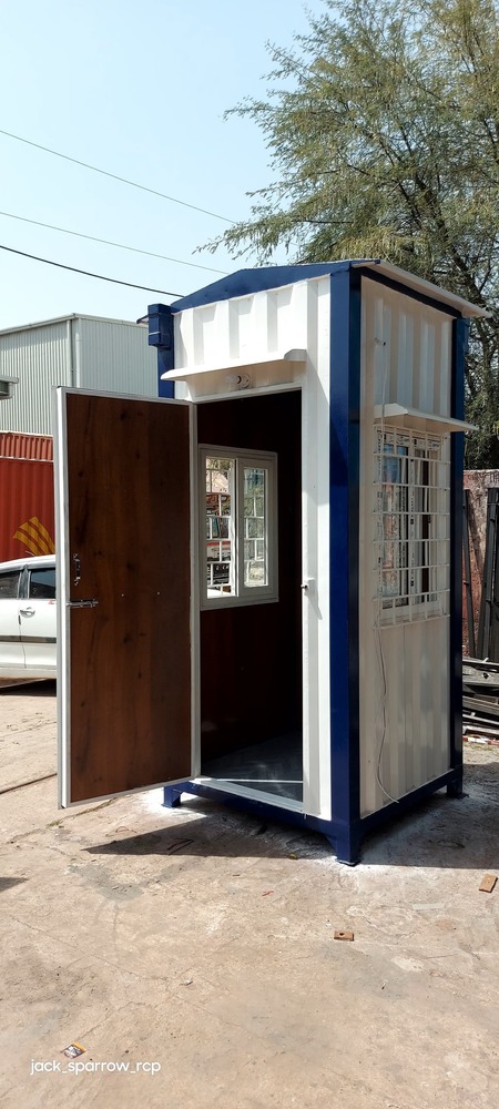 Prefabricated Security Cabin - Color: White Green
