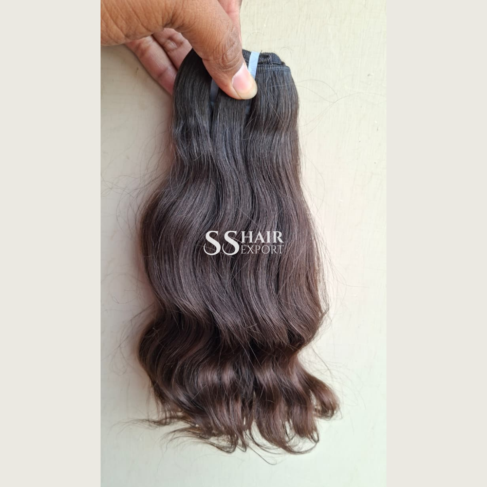 South Indian Raw Human Hair Bundles Weft Hair Extension Sew In Natural Texture - Color: Black