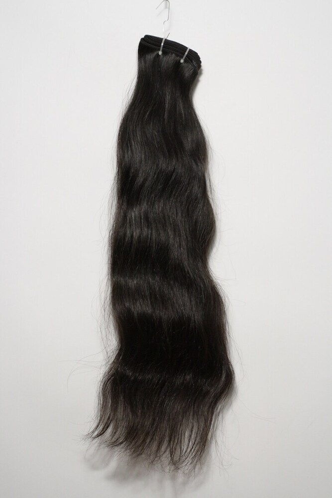 Machine-Wefted Human Hair Extensions, 26-inch Length, Natural Black Colour, Wavy Texture, 100g Weight, for Women