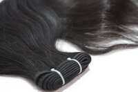 Machine-Wefted Human Hair Extensions, 26-inch Length, Natural Black Colour, Wavy Texture, 100g Weight, for Women