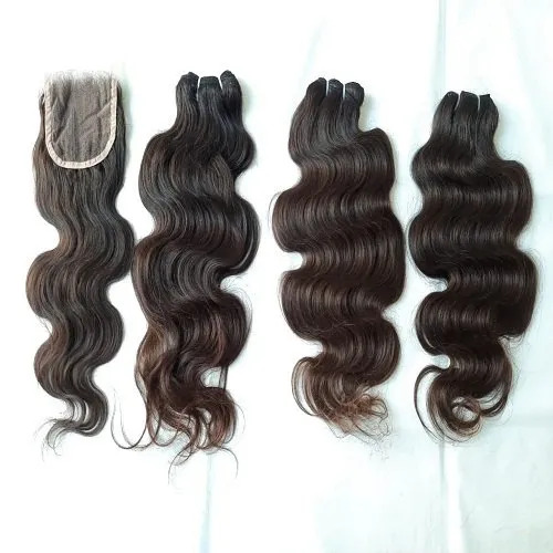 Women Black Body Wave Human Hair Bundle Weft Hair Extensions 32Inches, Size: 100gm