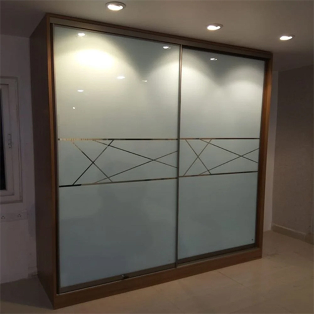 2 Door Glass Wardrobe - Color: White