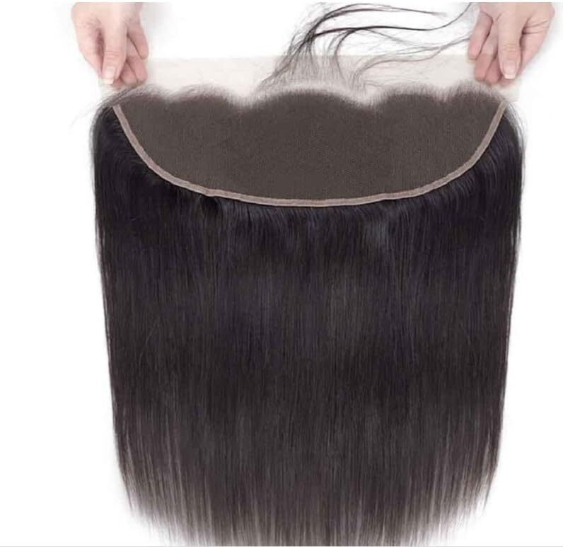 Swiss  Lace Frontal 13x4, 100% Natural Human Hair, Indian Virgin Hair, Transparent Lace, Natural Black Color