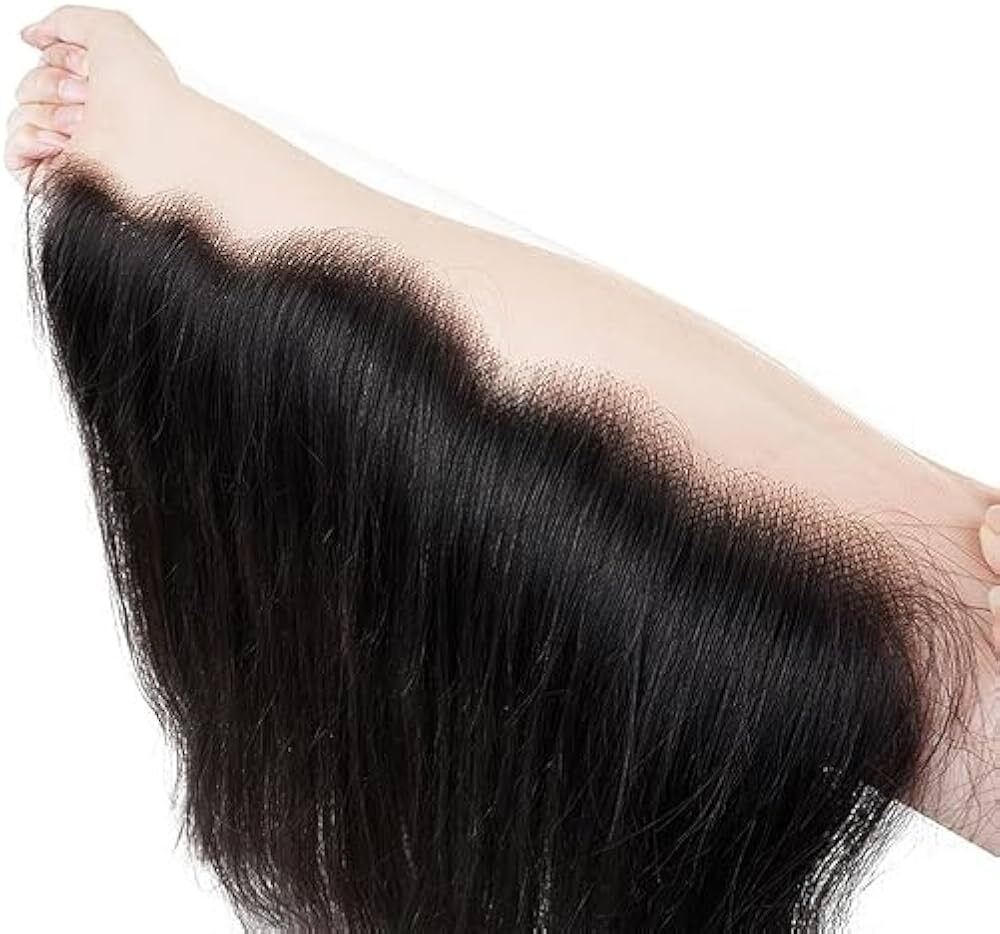 Swiss  Lace Frontal 13x4, 100% Natural Human Hair, Indian Virgin Hair, Transparent Lace, Natural Black Color