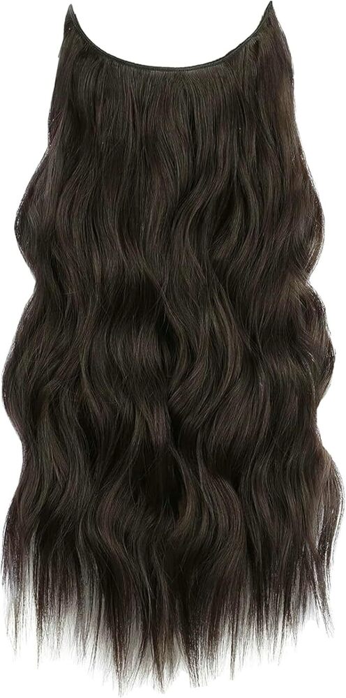Black Wavy Hair Extension, Clip-In Hair Volumizer for Women, Natural-Looking Long Hair Wig