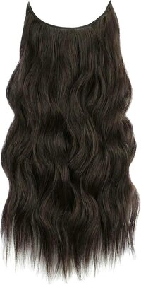 Black Wavy Hair Extension, Clip-In Hair Volumizer for Women, Natural-Looking Long Hair Wig