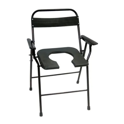 Folding Commode Stool - Color: Black