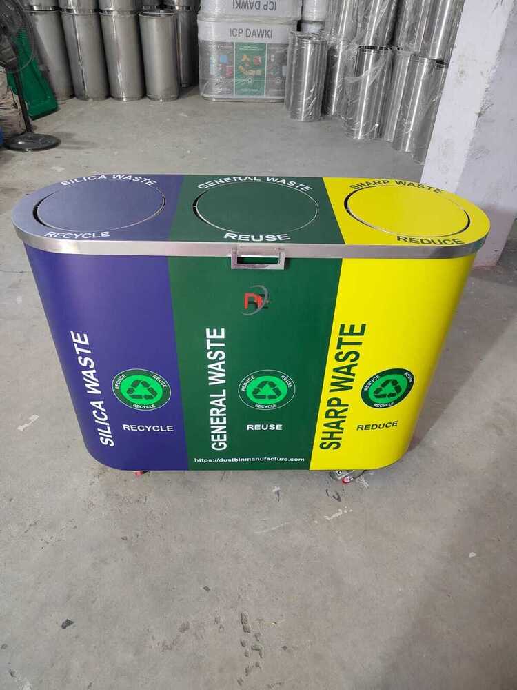 Stainless Steel Trio Segregation Dustbin