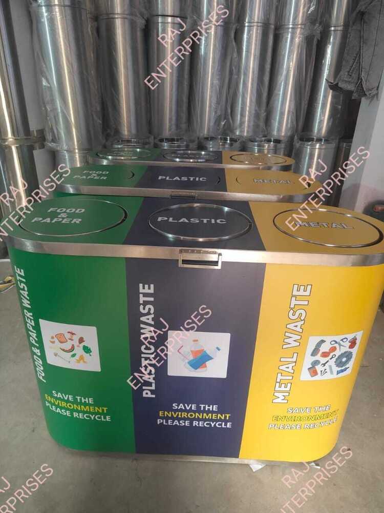 STAINLESS STEEL TRIO DUSTBIN