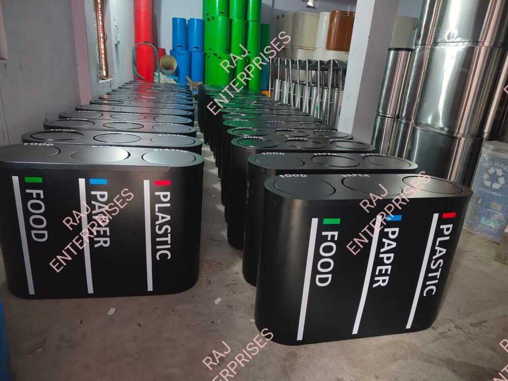 STAINLESS STEEL TRIO DUSTBIN