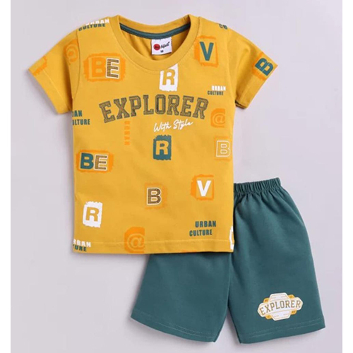Boys T-Shirt And Half Pant - Color: Yellow