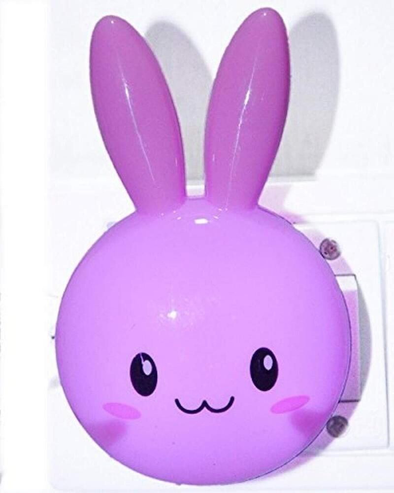 Plug In Rabbit Night Lamp - Non-toxic Abs Material | Intelligent Light Sensor, Soft Glow For Kids' Room, Automatic On/off Function