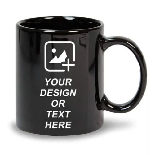 Black Printed Coffee Mugs - Handle Material: Ceramic