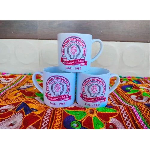 White Printed Ceramic Tea Cup