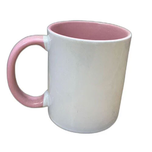 300Ml Ceramic Coffee Mug - Color: White And Peach