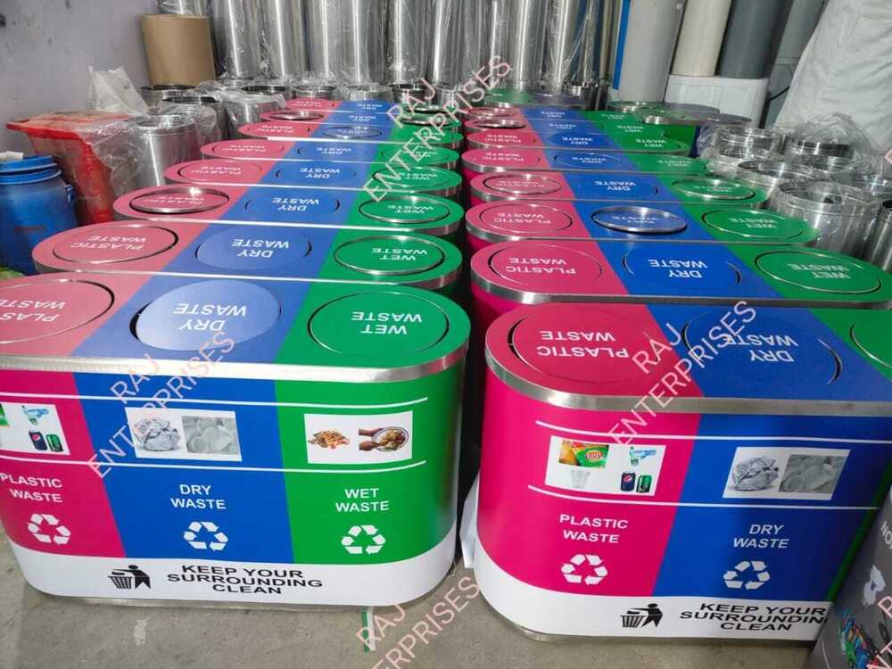 STAINLESS STEEL 3 IN 1 DUSTBIN