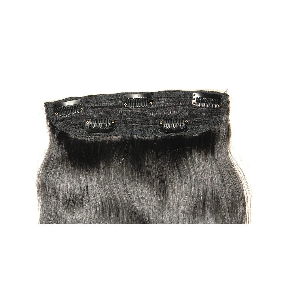 Indian Remy Hair Clip in Extension Set of 2 Color- 1 B Black Type - Straight (26)