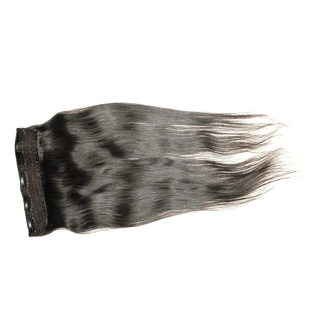 Indian Remy Hair Clip in Extension Set of 2 Color- 1 B Black Type - Straight (26)