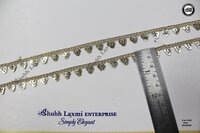 Sequence Lace Border - Zari & Sequins Material, 9 Mtr Length | Golden Color, 0.5 Inch Width, Embroidered Fancy Lace, One Sided Design