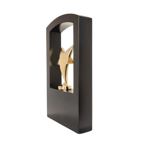 Unique 711 Metal Star Wooden Trophy - Finishing: Polished