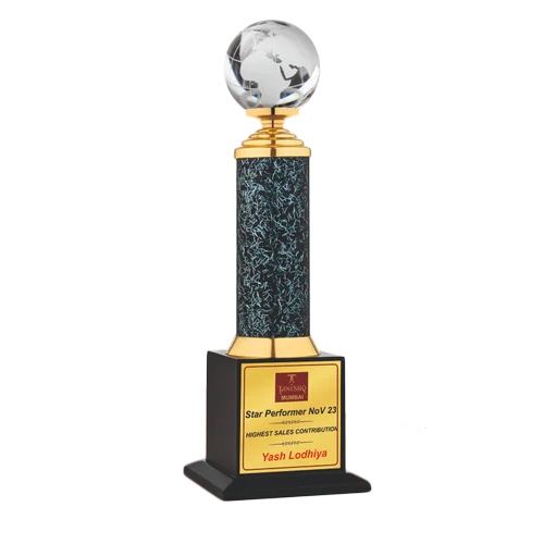 Ue-716 Glob Metal Trophy - Base Material: Wooden
