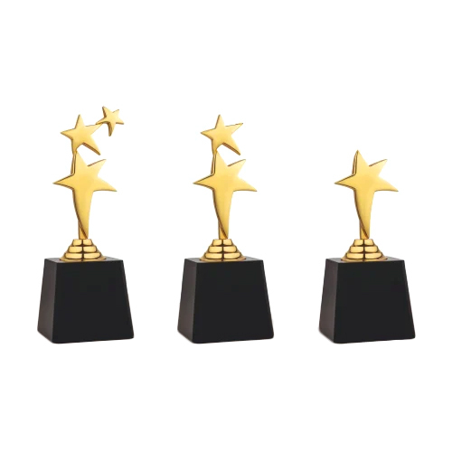 Gold Plated Award Trophy - Base Material: Wooden