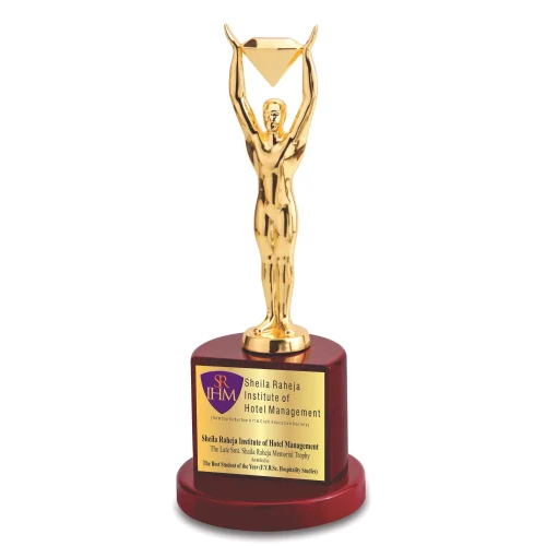 Brass Unique Man Star Trophy - Base Material: Wooden