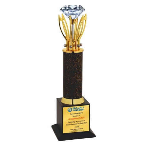 Designer Brass Trophy - Base Material: Wooden