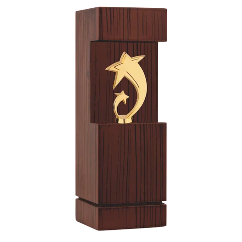 Unique Wooden Twin Star Trophy - Color: Brown